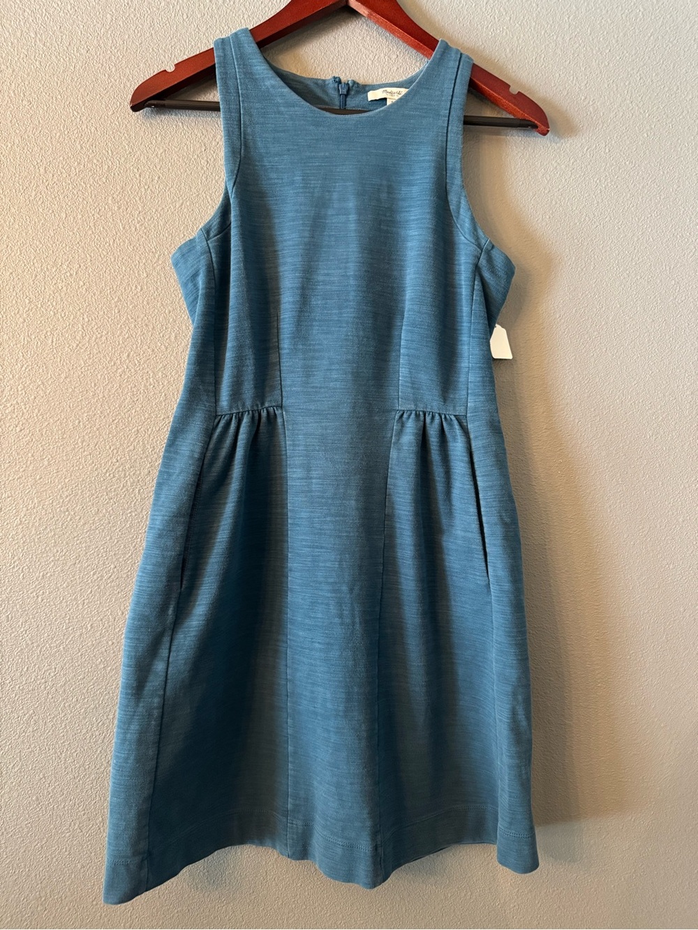 Madewell Blue Sleeveless Pocket Midi Dress Size Small